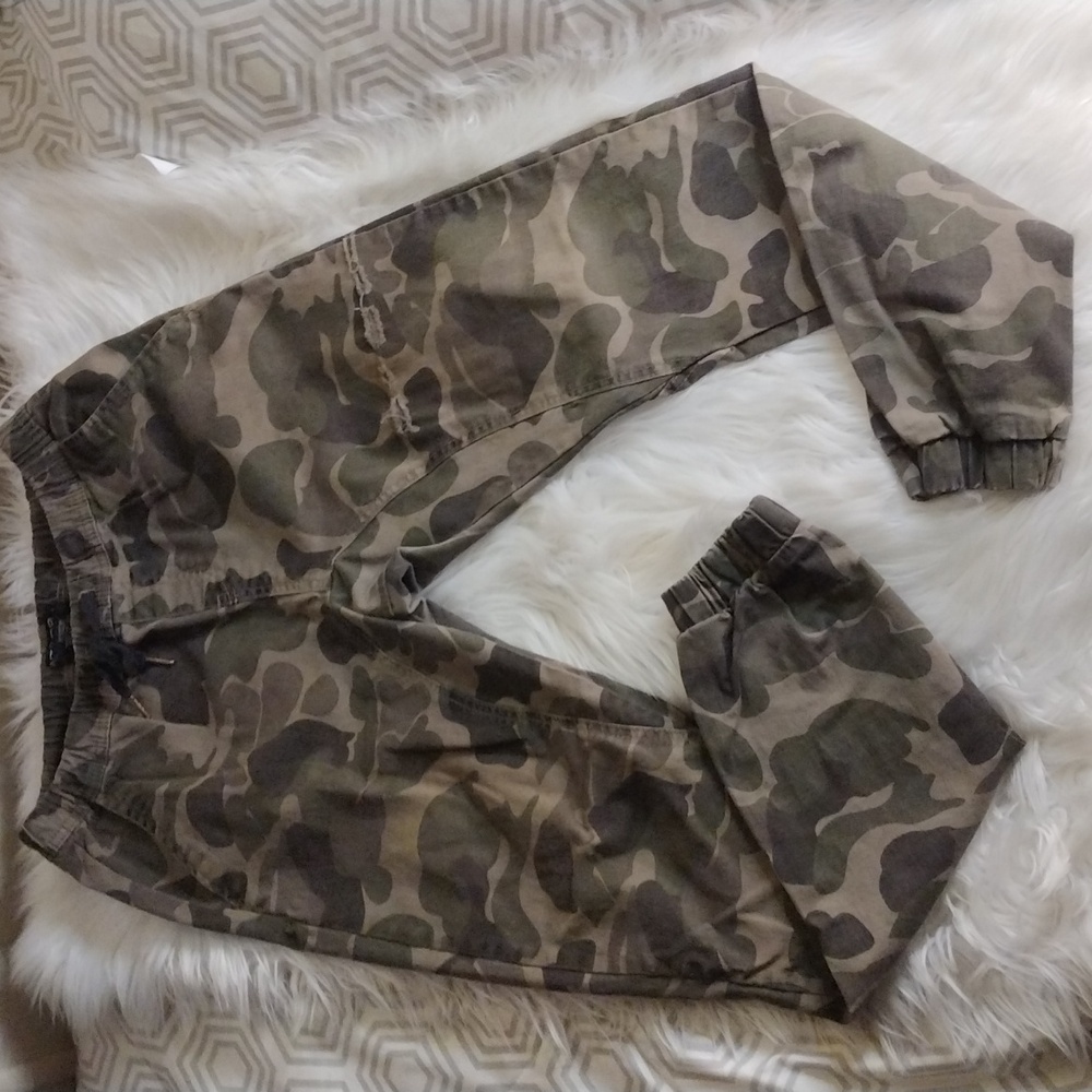WT02 camouflage jogger stretch pants sz M unisex